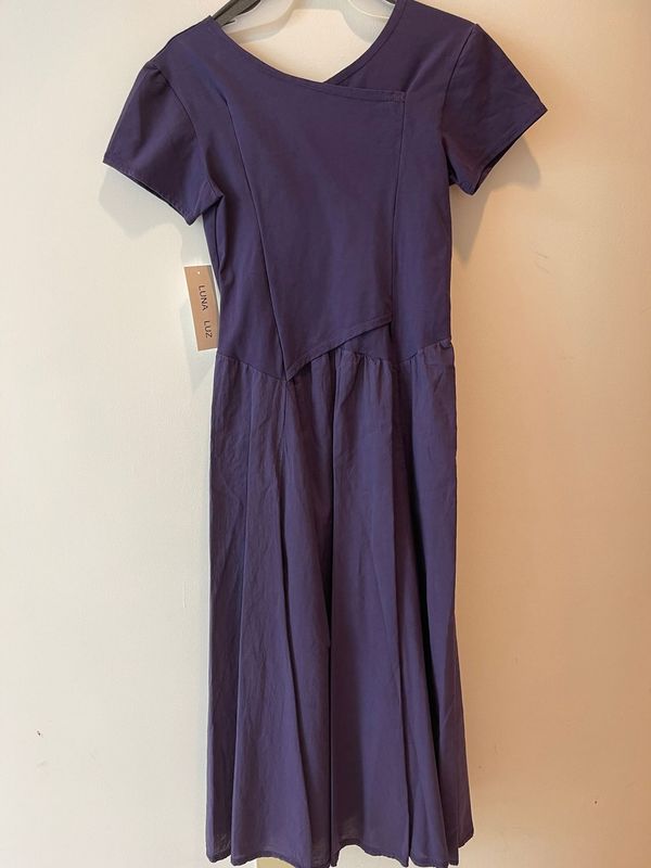 Luna Luz: Domingo Cap Sleeve Dress In Iris
