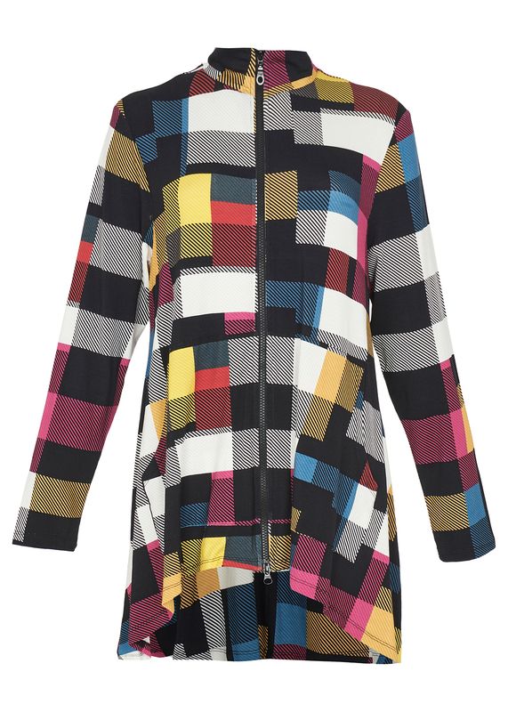 Kozan By Wild Curves: Plaid Zip Up Jane Jacket (TS-2911)