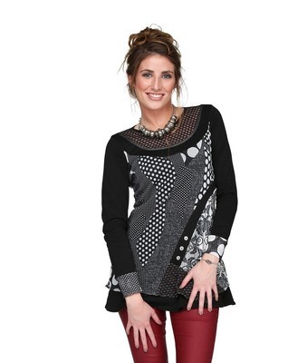S&#39;Quise Paris: Cupcake Drizzled Peek-A-Boo Hem Tunic