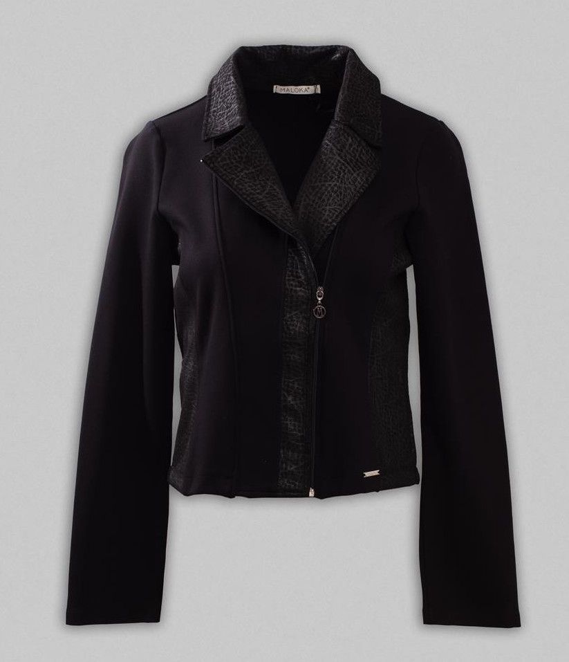 Maloka: Like Leather Patched Zip Jacket