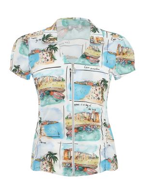 Dolcezza By Wild Curves: La Sable Et La Mer Zip Blouse