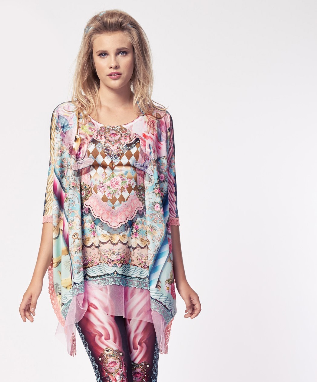 IPNG: Asymmetrical Baby Rose Jewels Shawl Tunic SOLD OUT