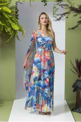 Maloka: Isle Of Beauty Asymmetrical Maxi Dress