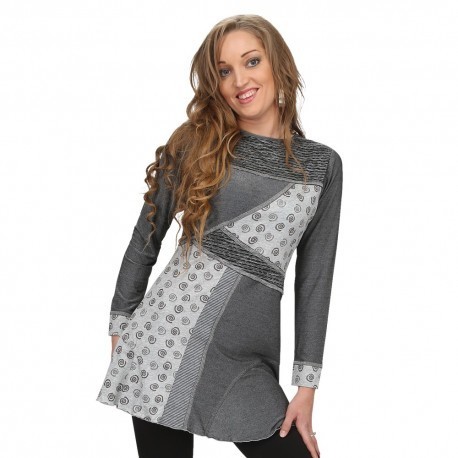S&#39;Quise Paris: Grey Shades Color Block Wool Tunic SOLD OUT