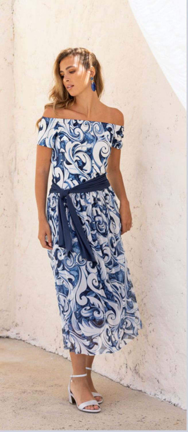 Paul Brial: Blue Seashells Maxi Dress