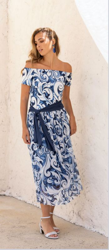 Paul Brial: Blue Seashells Maxi Dress