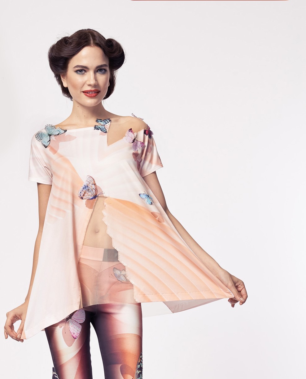 IPNG: Stunning Butterfly Asymmetrical Tunic (Ship Immed, 1 Left!) IPNG_TOLBW-62_N