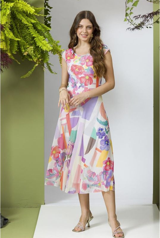 Maloka: Pink Purple Basket Of Pansies Art Sundress