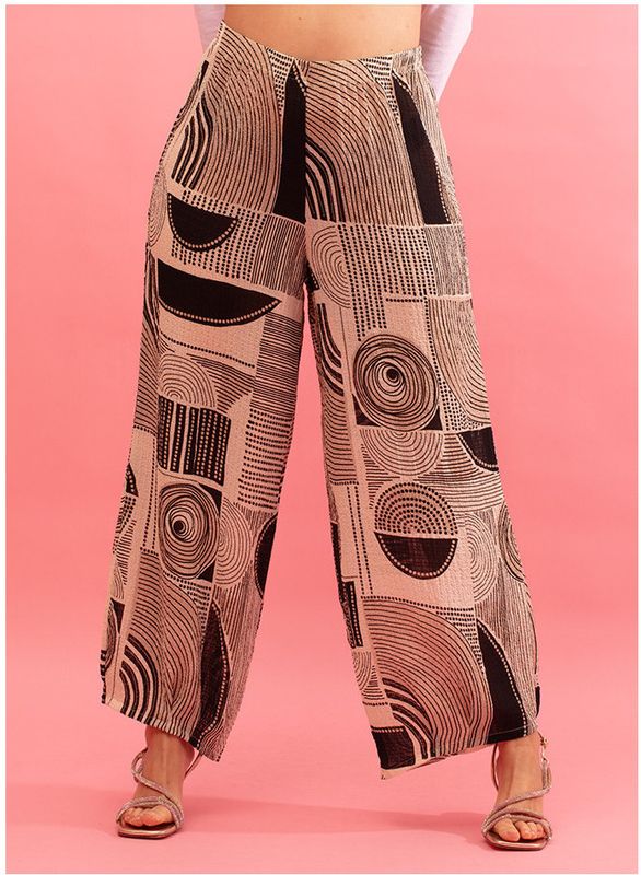 G!oze: Spiral Wide Leg Linen Blend Pants