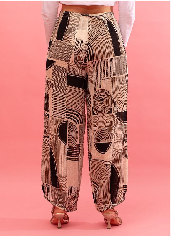 G!oze: Spiral Wide Leg Linen Blend Pants
