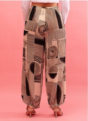 G!oze: Spiral Wide Leg Linen Blend Pants