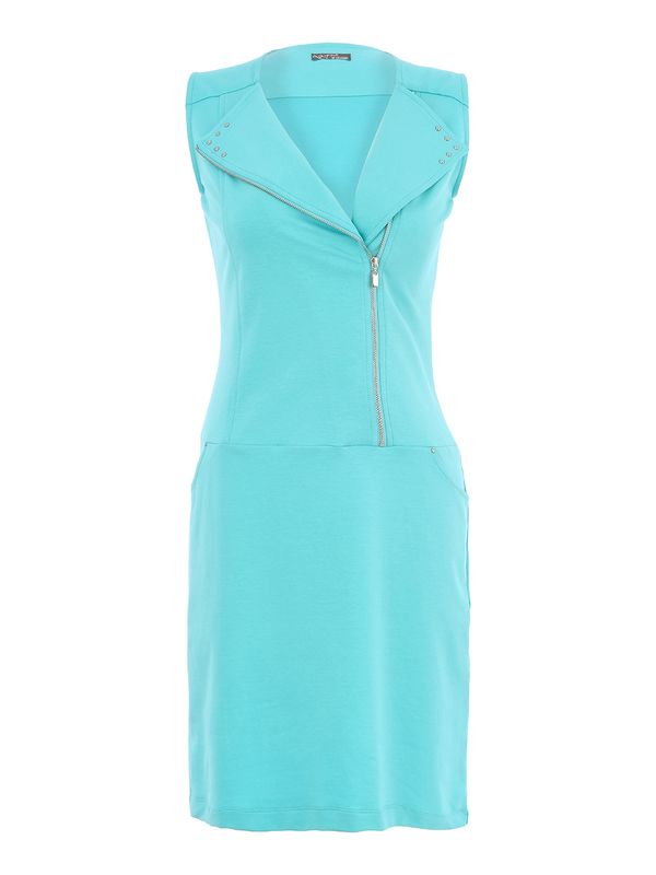 Dolcezza By Wild Curves: Zipped Bodice Dress In Aqua (25240)