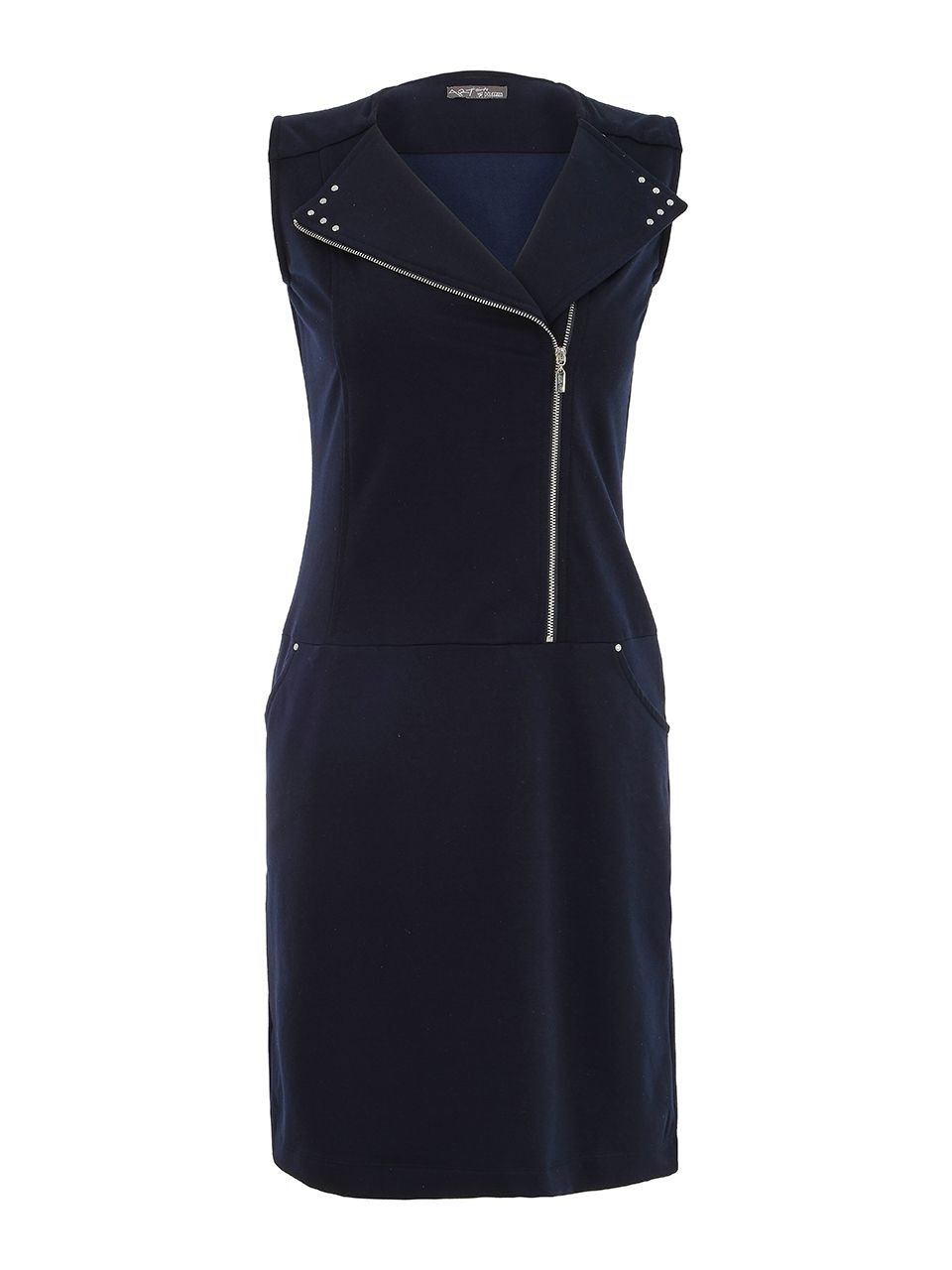Dolcezza By Wild Curves: Zipped Bodice Dress In Navy (25240)