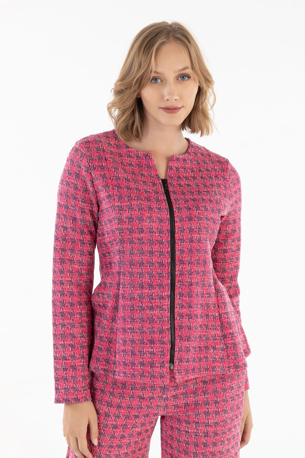 Isle Apparel By Wild Curves: Pink Panther Zip Flared Jacket