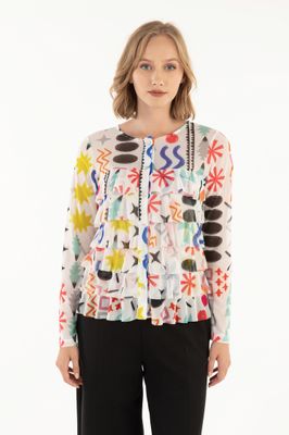 Isle Apparel By Wild Curves: Cha Cha Ruffled Cardigan In Morocco