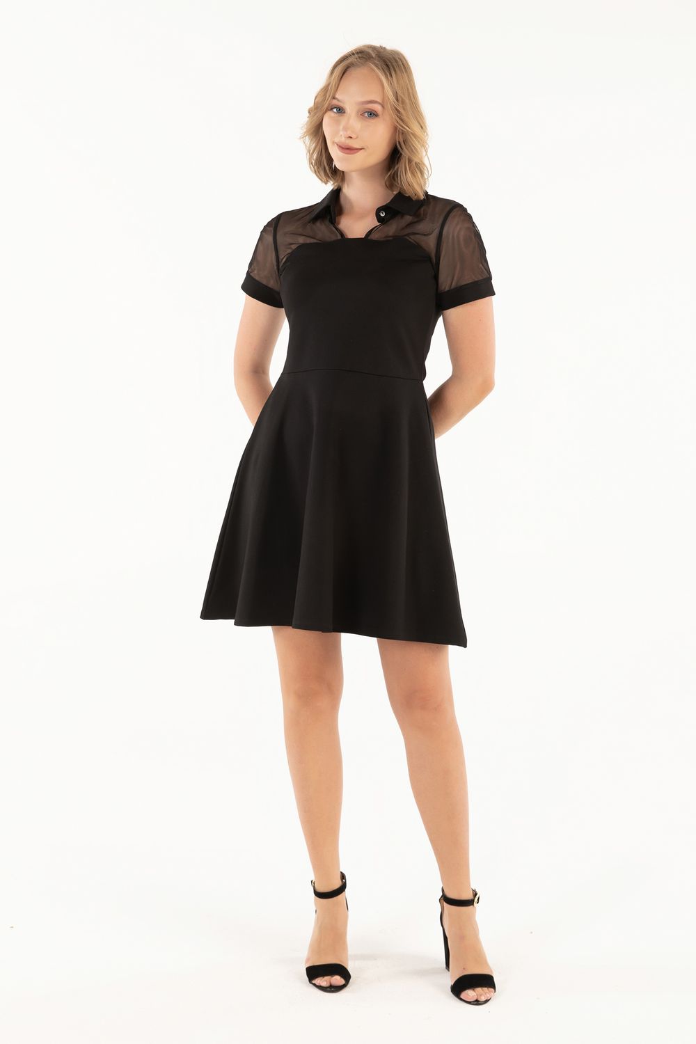 Isle Apparel: Cayla Black Diamond Flared Dress