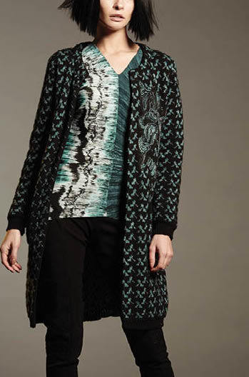 Save The Queen Italy: Blue Carnations Cable Wool Sweater Coat STQ_BLUE_COAT_N3