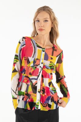 Isle Apparel By Wild Curves: Cha Cha Ruffled Cardigan In Elysee Mesh
