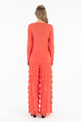 Isle Apparel By Wild Curves: Cha Cha Ruffled Cardigan In Sorbet Mesh