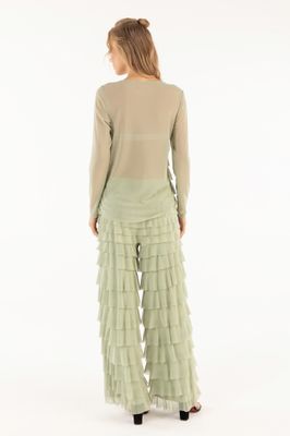 Isle Apparel By Wild Curves: Cha Cha Ruffled Cardigan In Seafoam Mesh