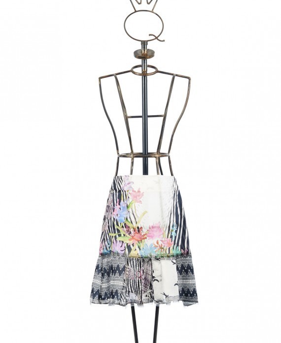 Save The Queen: Fly Me Away In Silk Knee-Length Skirt STQ_SILK_SKIRT_N