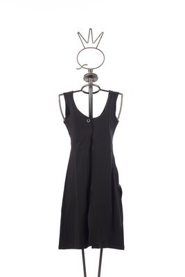 Save the Queen: Asymmetrical Draped Black Bow Dress