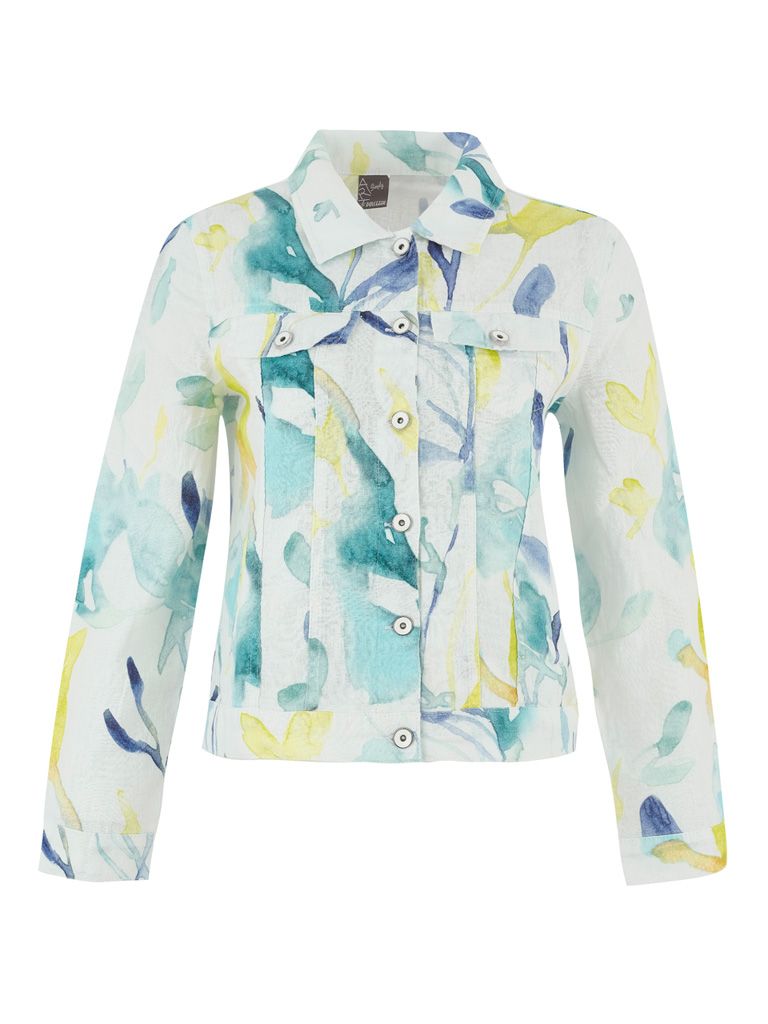 Dolcezza By Wild Curves: Turquoise Bloom Linen Jacket