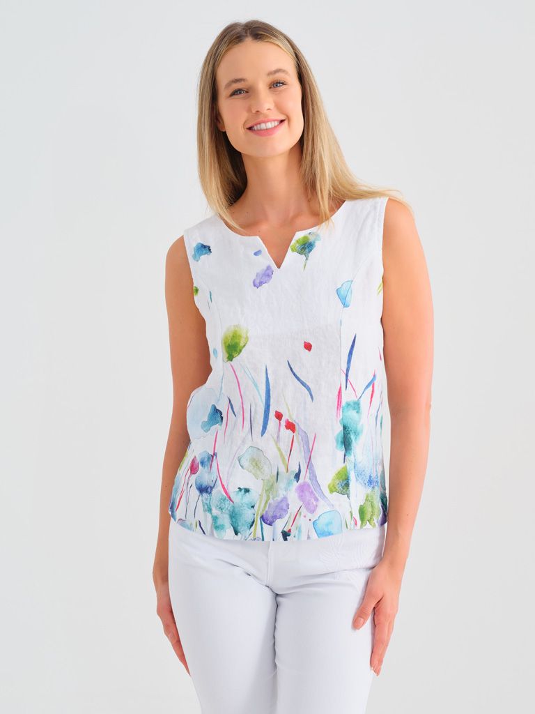 Dolcezza By Wild Curves: Misty Blossoms Linen Top