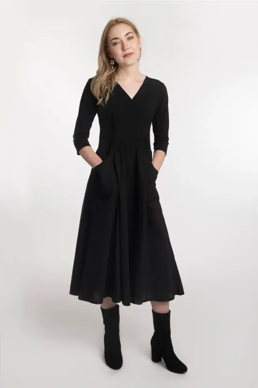 Luna Luz: Domingo 3/4 Sleeve Dress In Dusk Luna Luz: Domingo 3/4 Sleeve Dress In Dusk