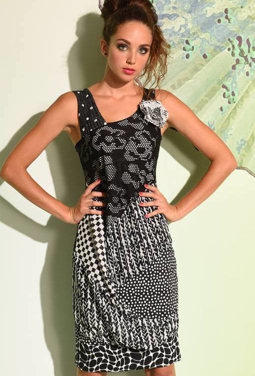 Eroke Italy: Black Magic Mixed Media Asymmetrical Dress Eroke Italy: Black Magic Mixed Media Asymmetrical Dress