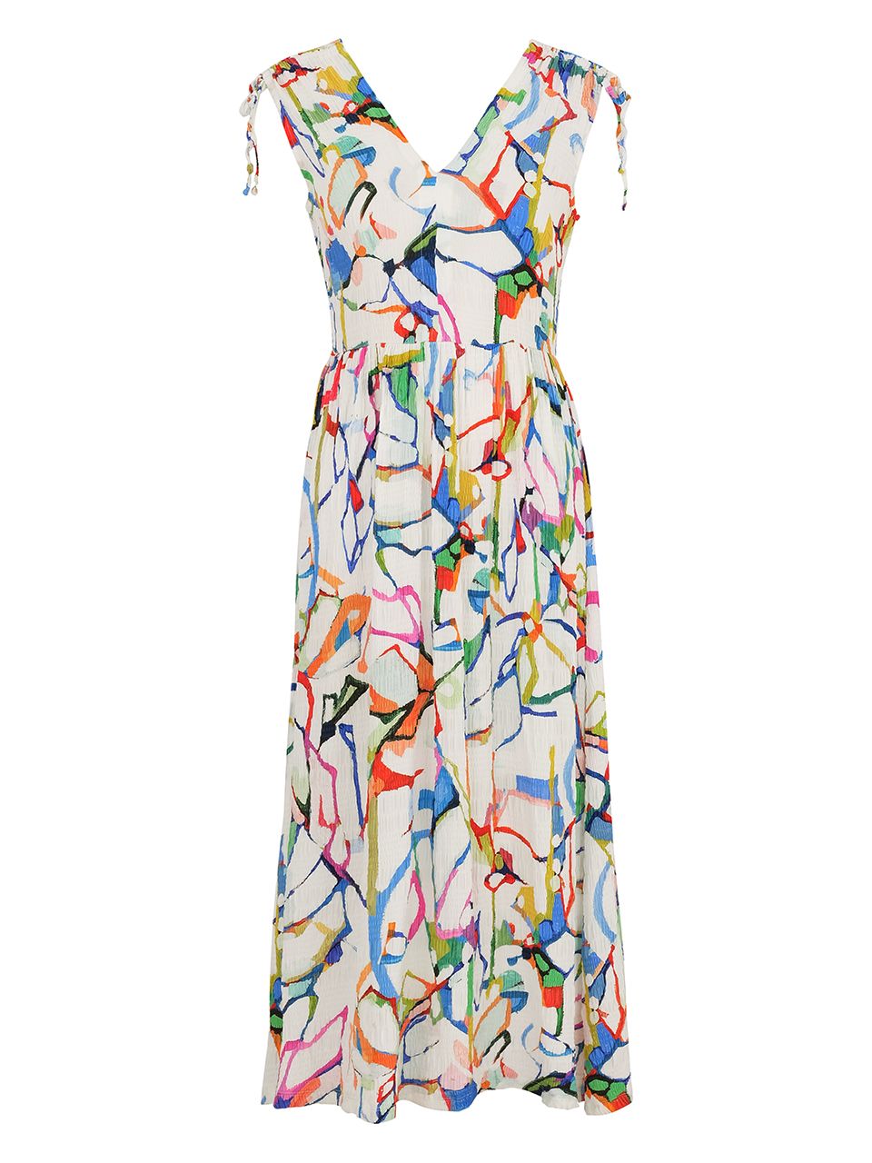 Dolcezza By Wild Curves: Fighting The Wind Seersucker Art Maxi Dress