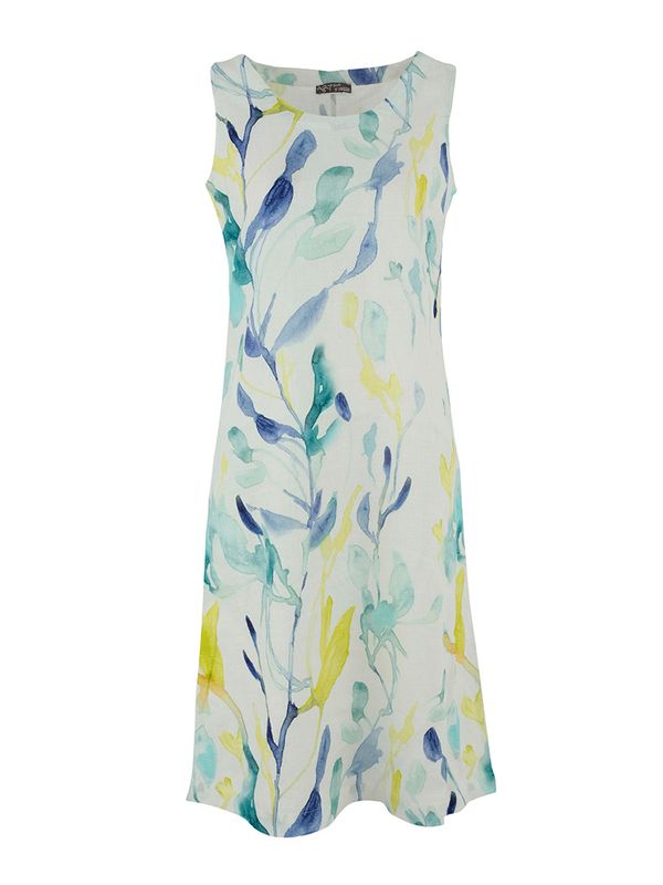 Dolcezza By Wild Curves: Turquoise Bloom Linen Dress Dolcezza By Wild Curves: Turquoise Bloom Linen Dress