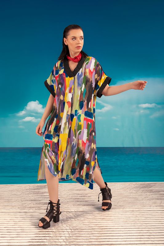 Kozan By Wild Curves: Vasi Kaftan Dress In Bora (CR-1729)