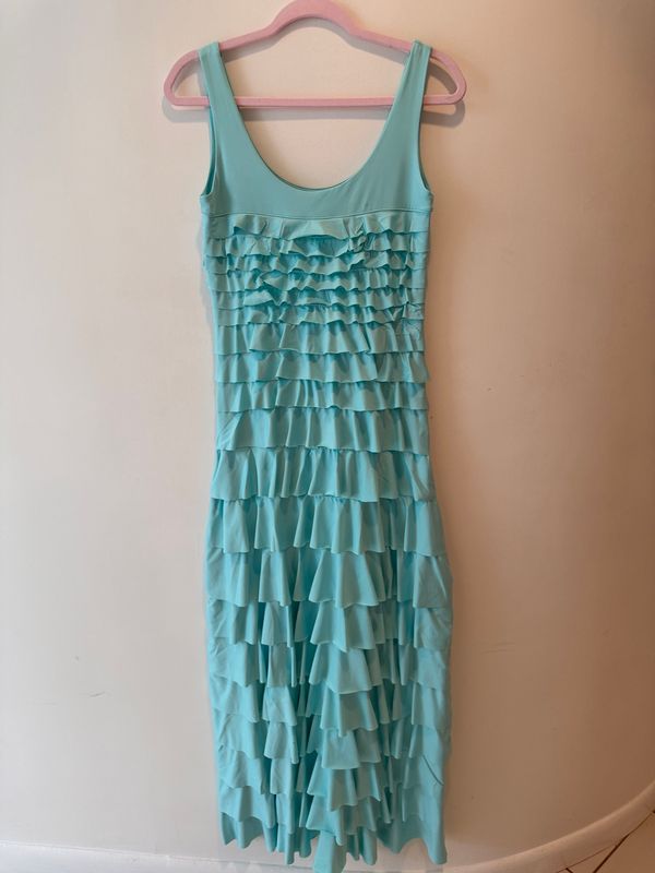 Isle Apparel By Wild Curves: Merit Mesh Maxi Dress In Aqua