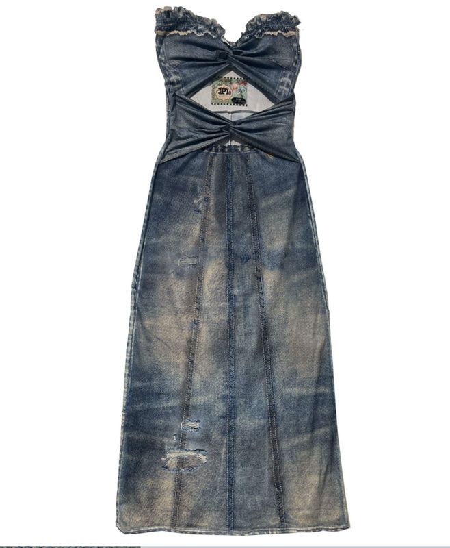 IPNG By Wild Curves: Jeanious Twisted Denim Illusion Dress