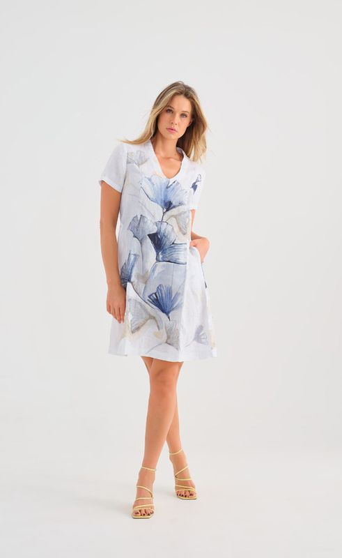 Dolcezza By Wild Curves: Indigo Melody Linen Dress (25793)