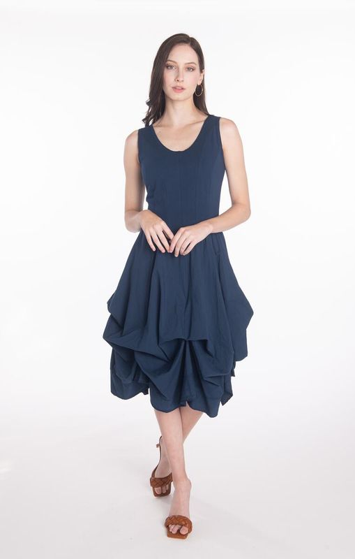Luna Luz: Corset Dress With Ties In Navy