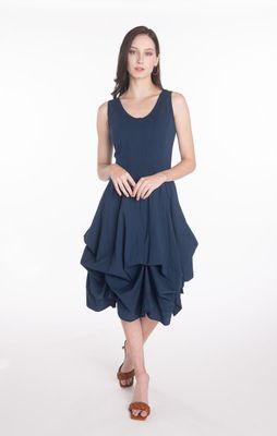 Luna Luz: Corset Dress With Ties In Navy