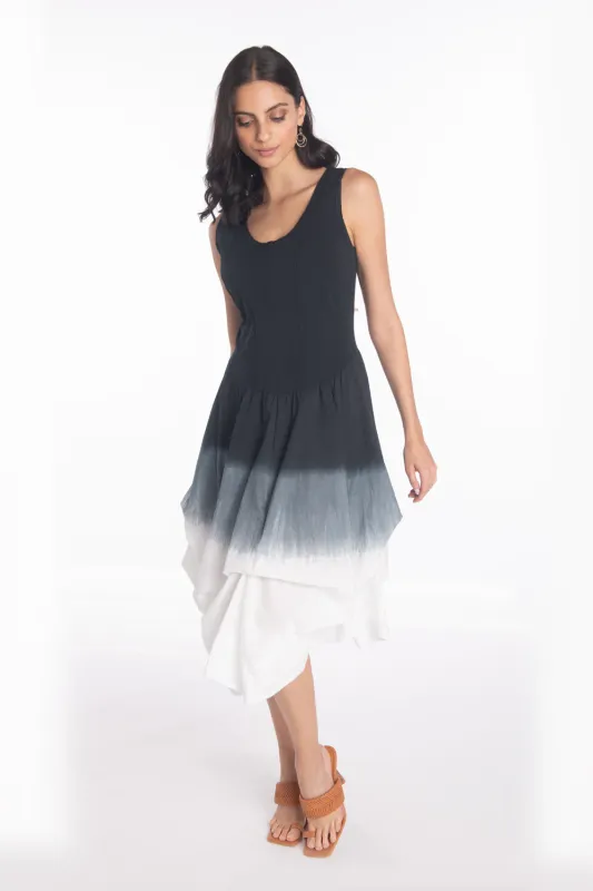 Luna Luz: Corset Dress With Ties In Black Ombre Luna Luz: Corset Dress With Ties In Black Ombre