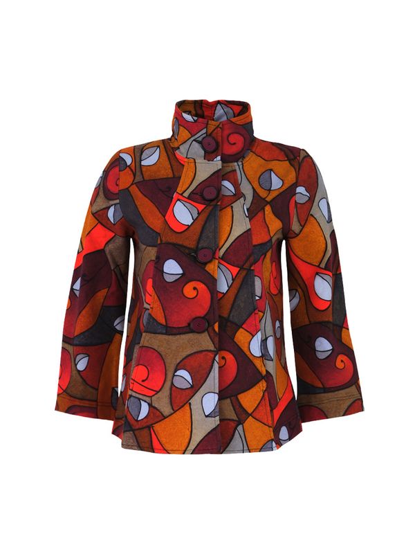 Dolcezza By Wild Curves: Albero Della Vita Abstract Art Flared Blazer Dolcezza By Wild Curves: Albero Della Vita Abstract Art Flared Blazer