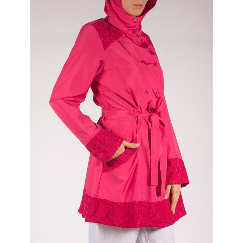 Maloka: Rosette Cotton Rain Coat (2 Left in Red Rose & Pale Rose!)