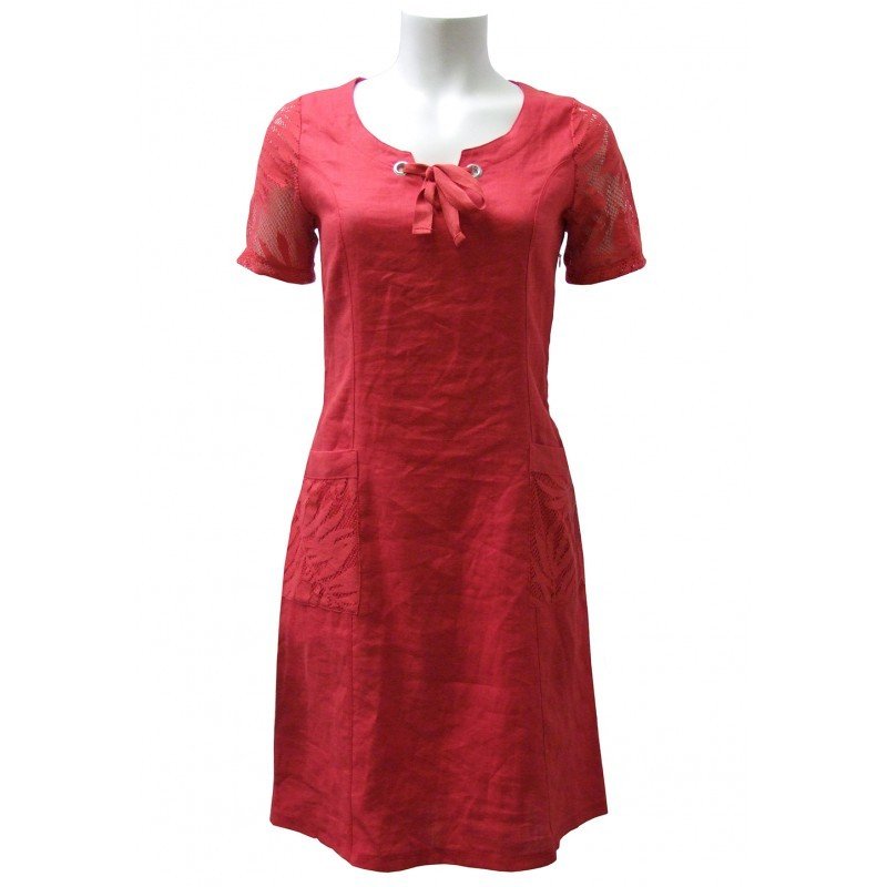 » Maloka: Tied Neckline Fiji Leaf Linen Dress SOLD OUT | Dresses Wild ...