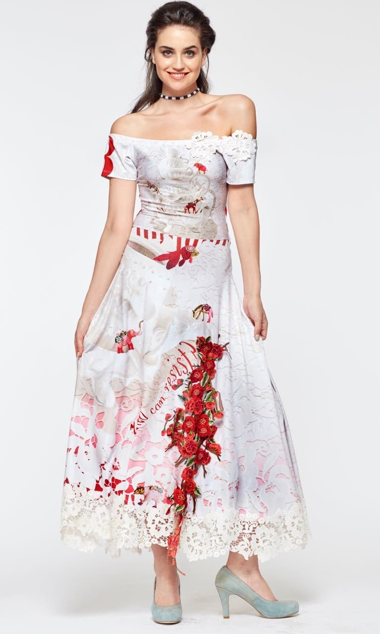 IPNG: Blushing Teakettle Off-The-Shoulder Rose Bouquet Illusion Dress SOLD OUT