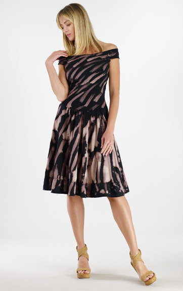 Luna Luz: Rain Forest Off-the-Shoulder A-line Midi Sundress SOLD OUT