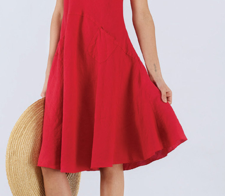 Luna Luz: Ribbed Linen A-Line Tie Dye Dress (Many Tie Dye Color Patterns, Ships Immed!)