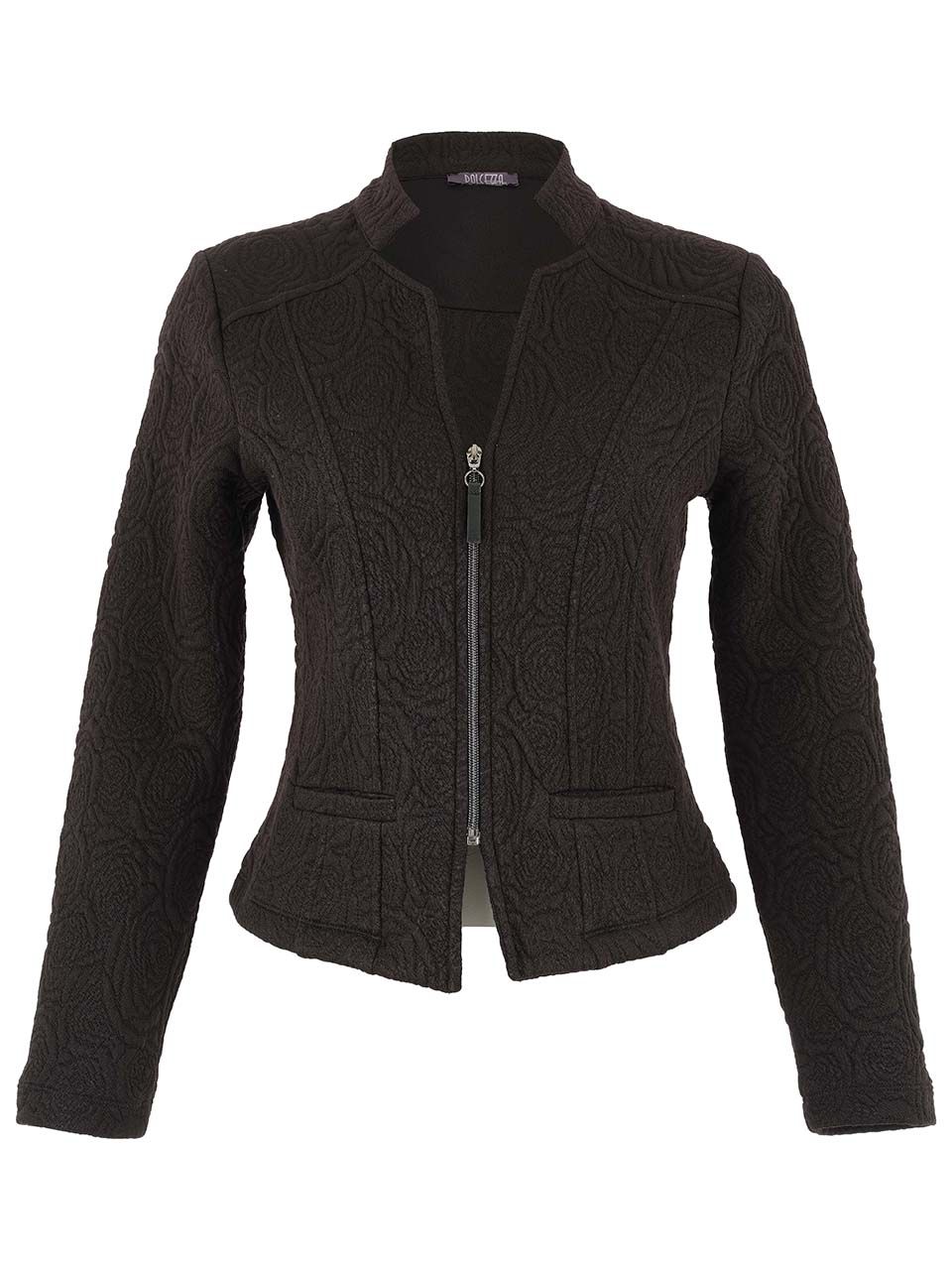 Dolcezza By Wild Curves: Bouquet Of Black Roses Zip Jacket Front