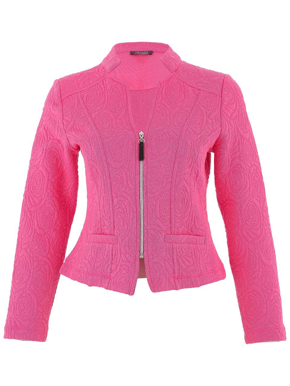 Dolcezza By Wild Curves: Bouquet Of Hot Pink  Roses Zip Jacket Front
