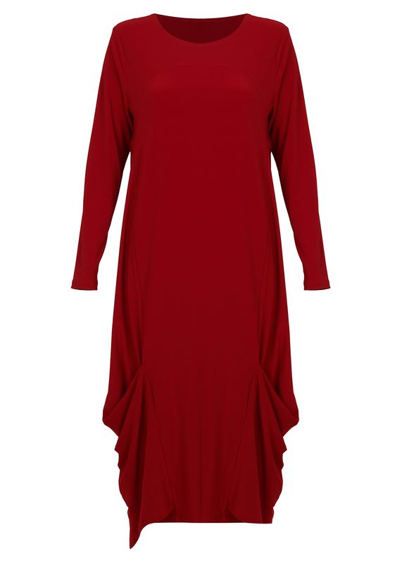 Kozan By WIld Curves: Diamond Drape Dress In Red Tabitha Front 