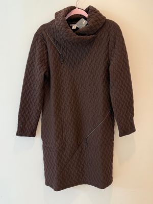 Dolcezza By Wild Curves: Basket Weave Asymmetric Zips Dress In Chocolate (75184)