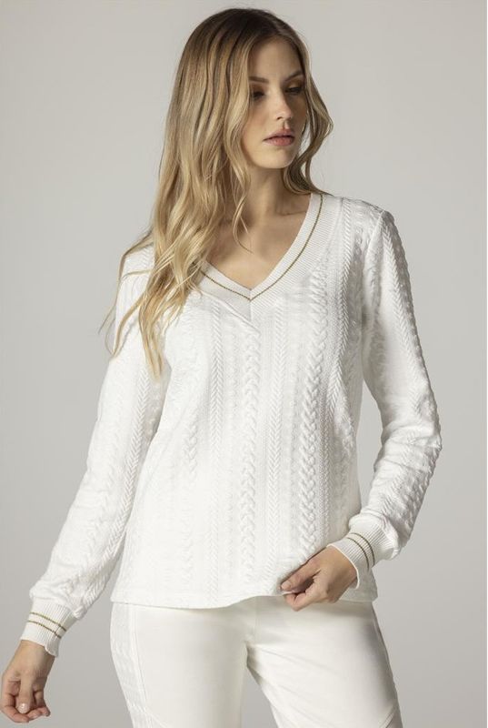 Maloka: V Quilted Cotton Sweater Top